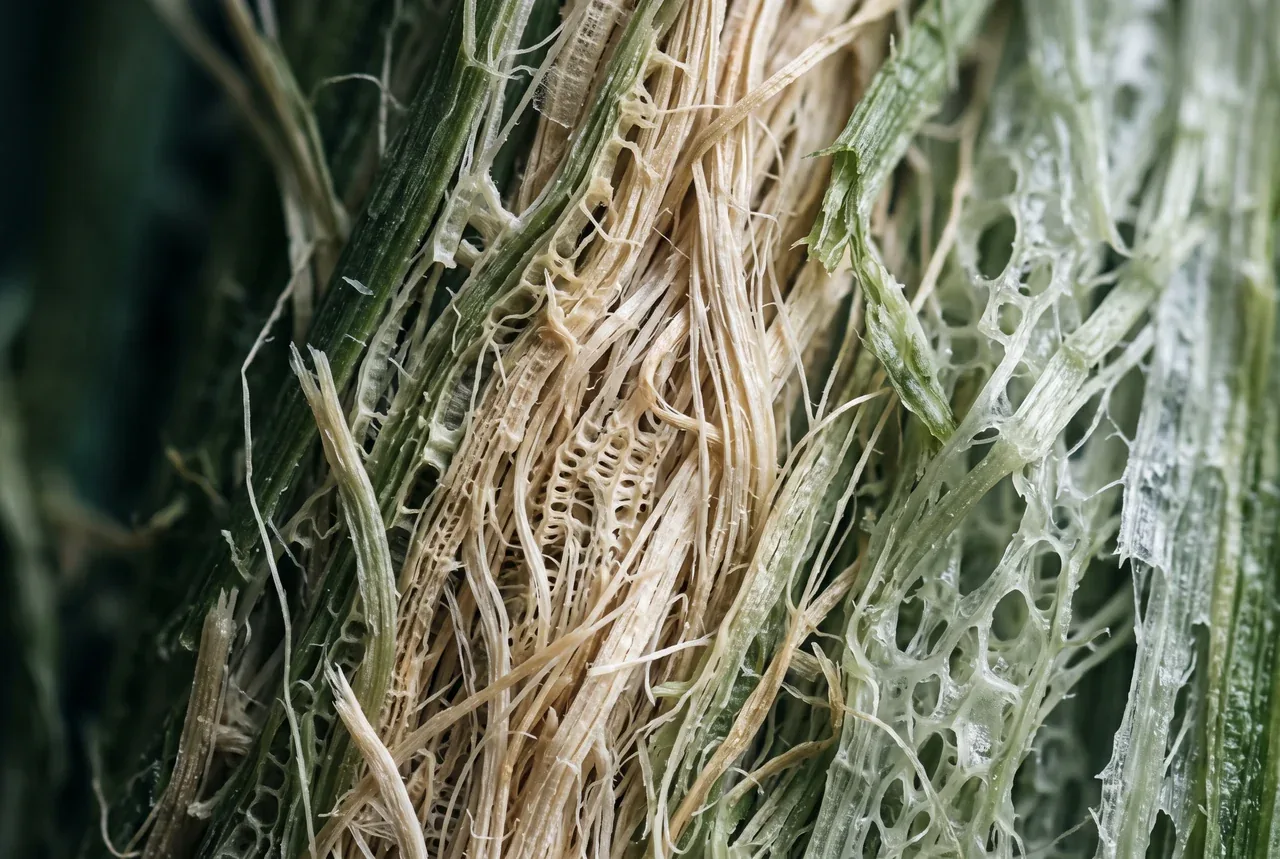 Imagen conceptual de fibras vegetales que representa el origen renovable de la materia prima.